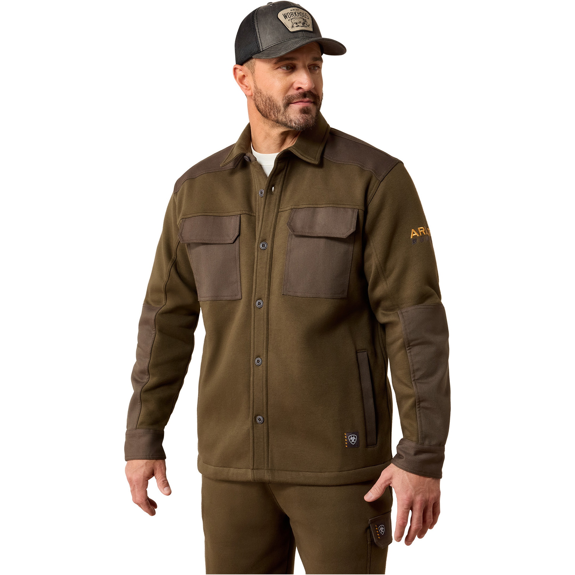 2026 Ariat Mens Rebar Workman Duracanvas Shirt Jacket 10079233 - Earth